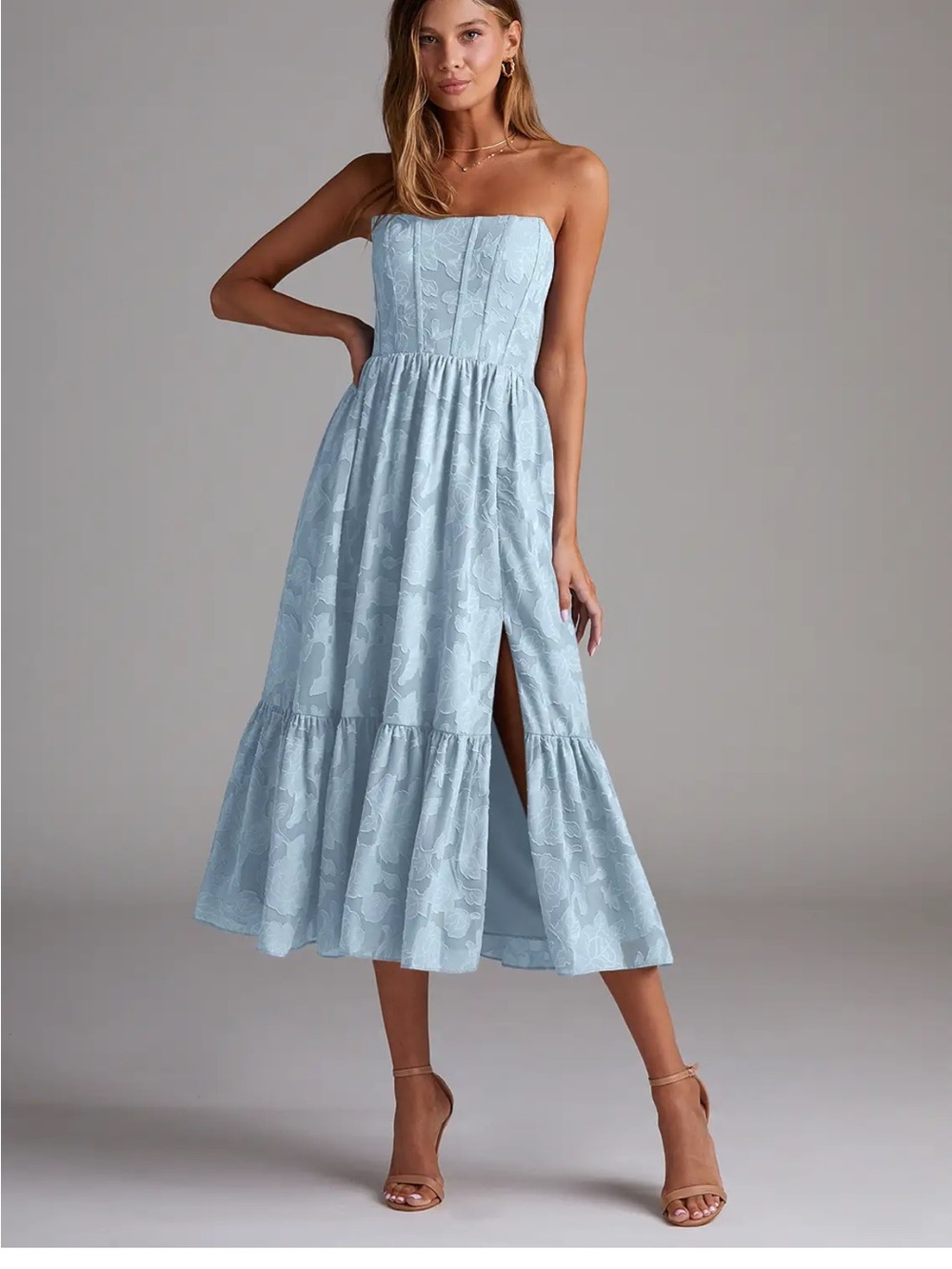 Azazie Ophelia Powder Blue Strapless Midi